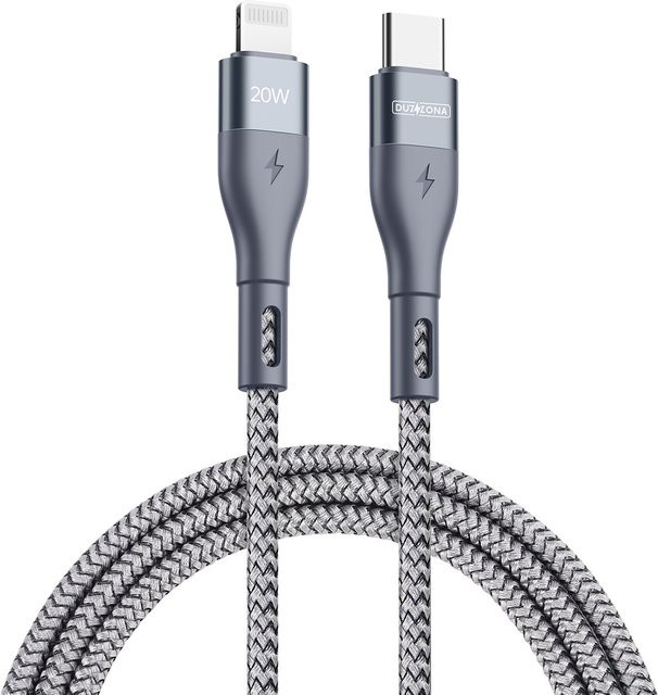DUZZONA USB-C auf Lightning Kabel, 20 W PD, Grau - Bild 1