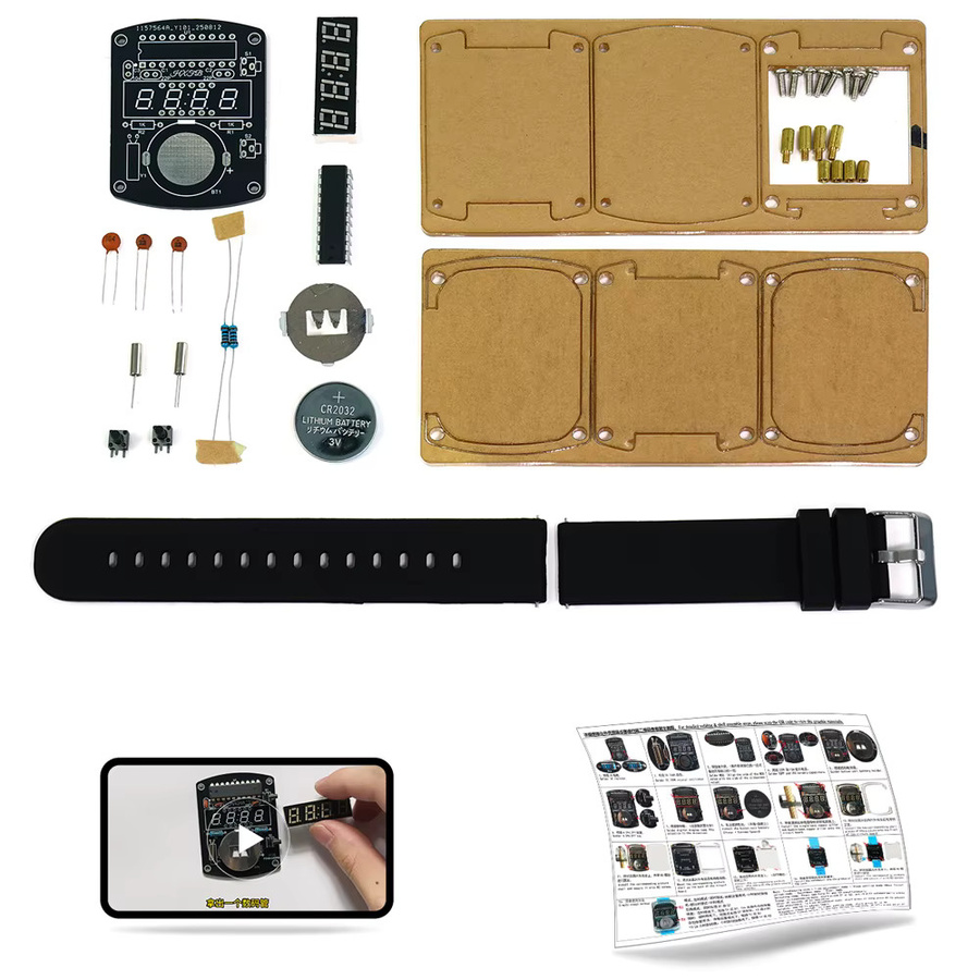 UICPAL DIY LED Digital Tube Uhr Kit Mikrocontroller Elektronische Uhr mit 12/24-Stunden Format in Pink und Blau - Bild 4