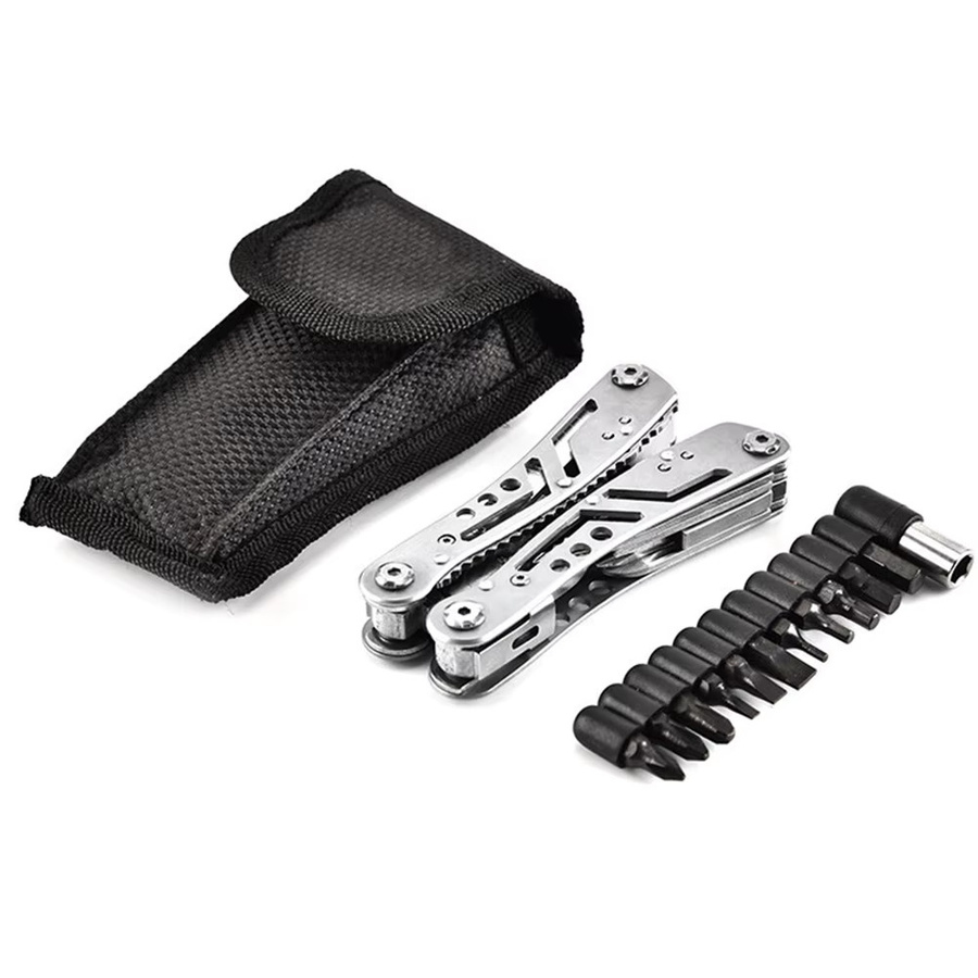 WOZOBUY Outdoor Klappzange Multitool als tragbare Überlebensausrüstung in Schwarz und Silber für Camping, Wandern und Angeln - Bild 2