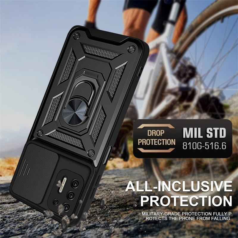Motorola Moto G9 Power Schutzhülle mit Push-Pull Kamera-Abdeckung und magnetischem Standfunktion in Schwarz - Bild 4