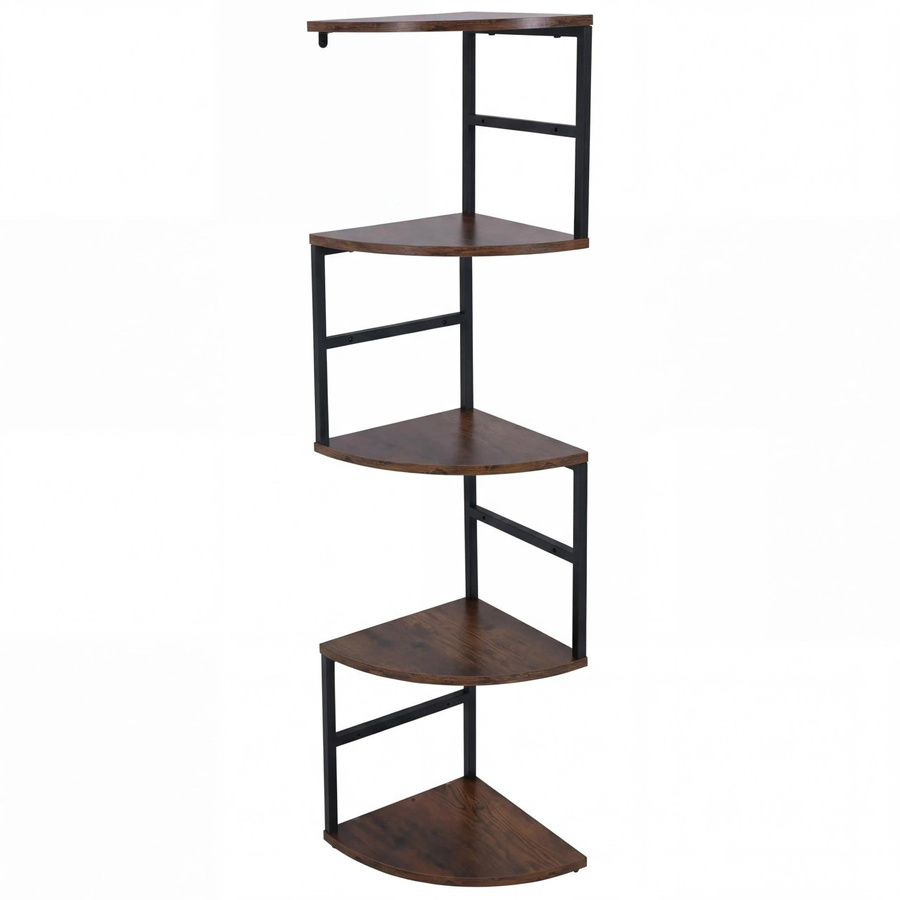 MCW Eckregal O99 Industrial Wandregal aus Metall und Melamin, 5 Ebenen, Braun, H x B x T: 128 x 30 x 30 cm - Bild 3