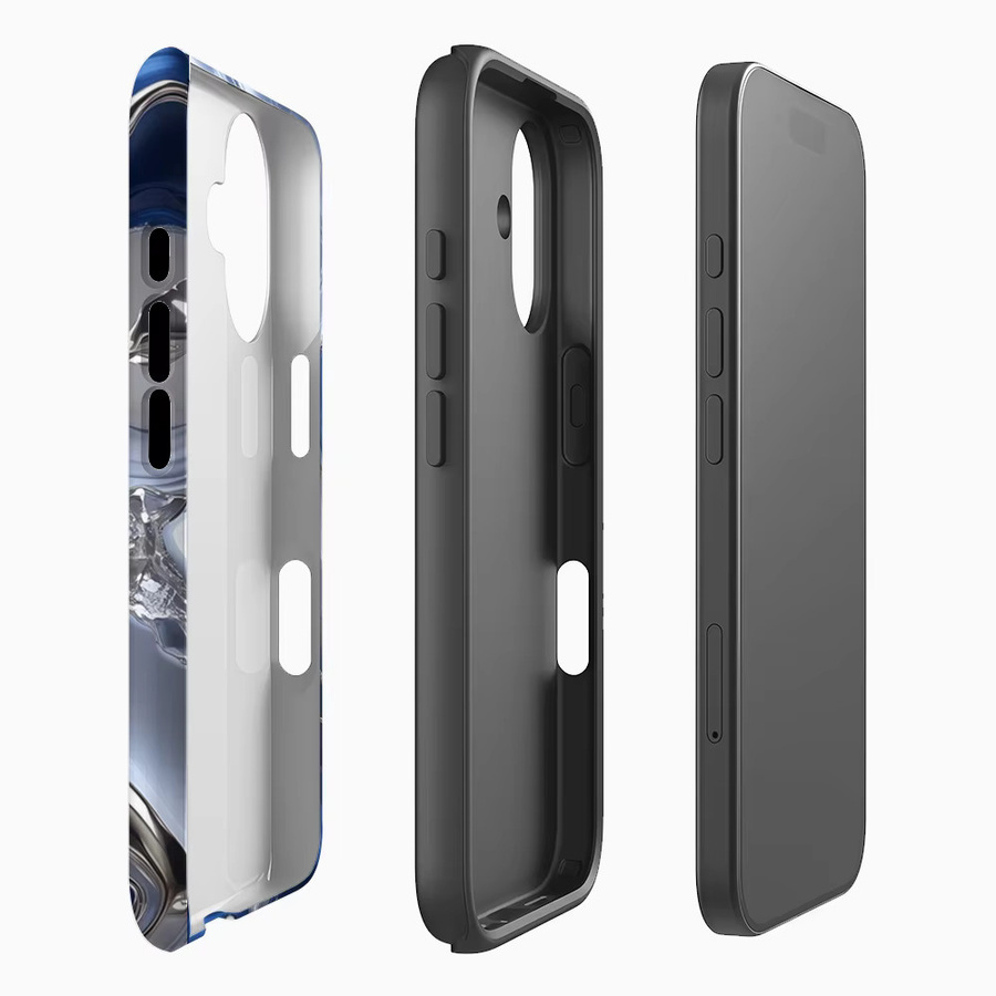 Handyhülle mit fließender Textur in Blau und Silber für Apple iPhone 17 16 15 14 13 12 Pro Max Plus mit doppelschichtiger Rückseite - Bild 2