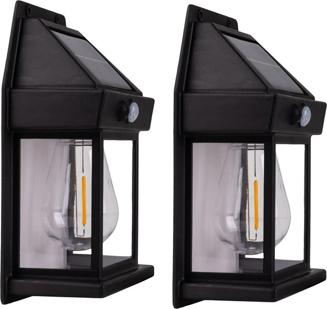 Näve Mira LED-Solar-Außenwandleuchten 2er-Set Schwarz, B/H/T: 17 x 12 x 5,8 cm - Bild 1