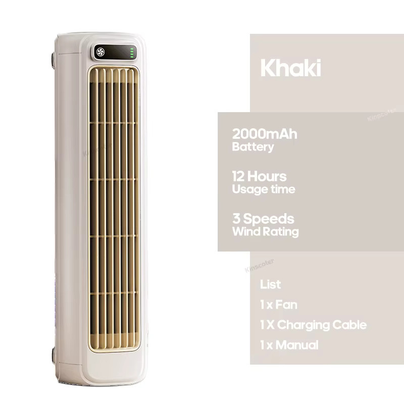 KINSCOTER Tragbarer Turmventilator mit 2000 mAh Akku, leiser Desktop- und Wandventilator mit 3 einstellbaren Geschwindigkeiten - Bild 5