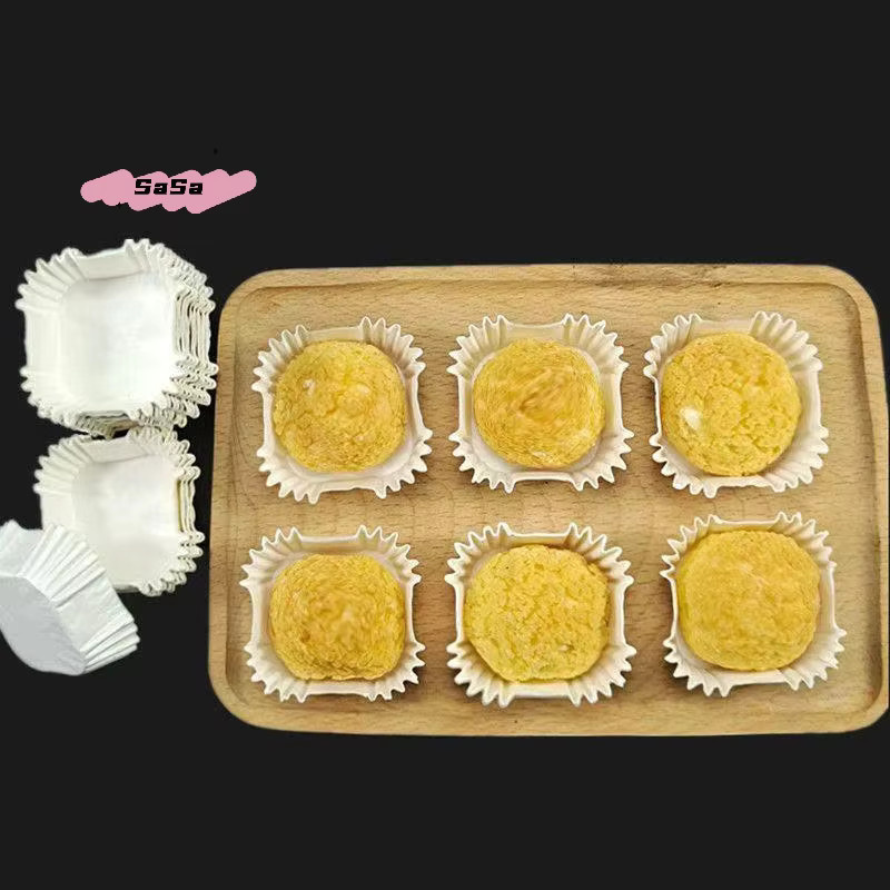 Xue Meiniang Mooncake Papierhalter, quadratische Brownie-Liner aus weißem Papier, ölbeständig, 45–62 mm - Bild 2