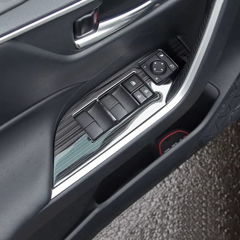 YaLumei Fensterheber Schalterabdeckung aus Edelstahl in Schwarz für Toyota RAV4 XA50 Hybrid Modelle 2019 bis 2025 - Bild 2