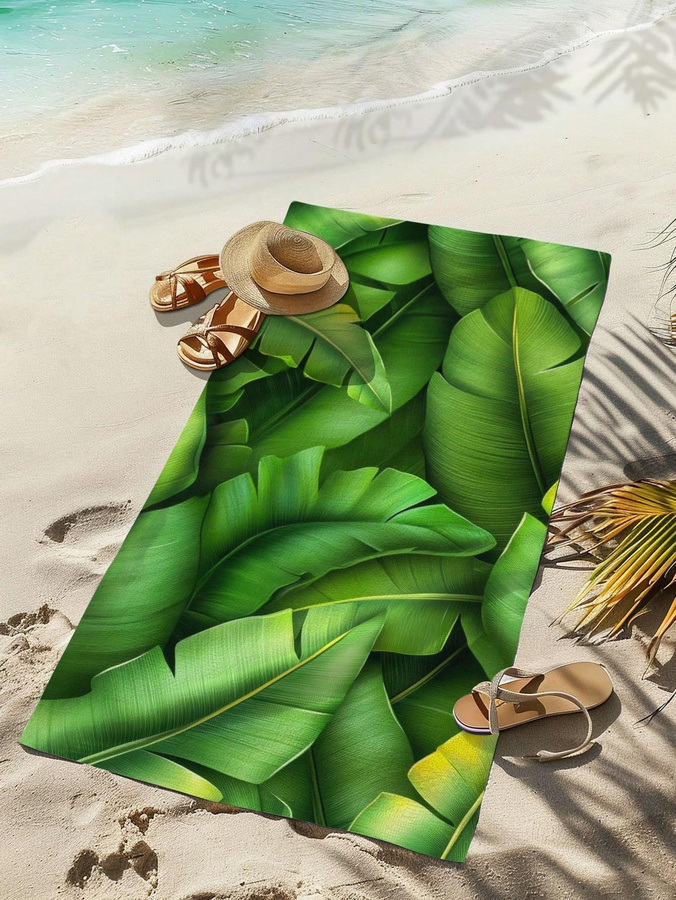 Sandabweisendes Strandtuch von Ka Chen Muda in Hellblau mit Kokosblattdruck, schnelltrocknend und saugfähig, Breite: 40 cm, Höhe: 60 cm - Bild 3