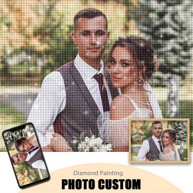 MomoArt DIY Diamant-Mosaik-Foto mit quadratischen und runden Diamanten, Multicolour Strass-Bild zur Dekoration, B/H: 20 x 20 cm - Bild 1
