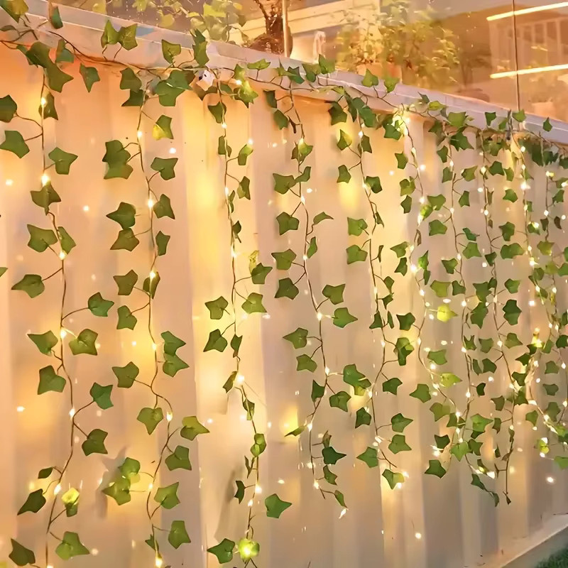 Grüne Efeublätter Girlande als künstliche Ranke zum Aufhängen für Garten, Hochzeit, Party und Heimdekoration - Bild 2