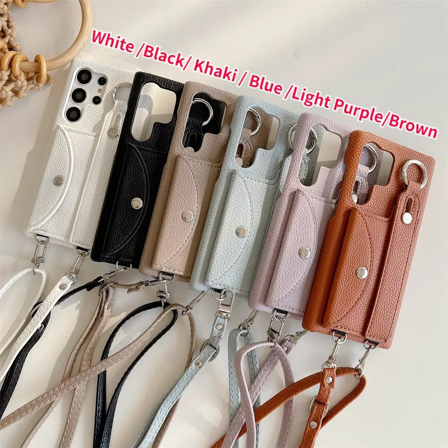Samsung Crossbody-Hülle mit Handgelenkriemen und Kartenhalter sowie Geldbörse in Braun für Galaxy S24 FE S23 S22 S21 Plus S25 S26 Ultra A56 A36 A26 A16 A55 A54 - Bild 4