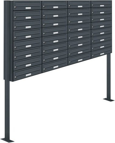 AL Briefkasten Freistehendes Briefkasten-System für 32 Parteien, Grau, B: 153,173 cm, H: 170,0 cm, T: 27,5 cm - Bild 1