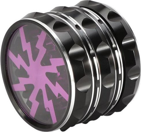 Manuelle Kräutermühle Flixab aus Aluminiumlegierung in Violett mit transparentem Deckel, 63 mm Durchmesser - Bild 1