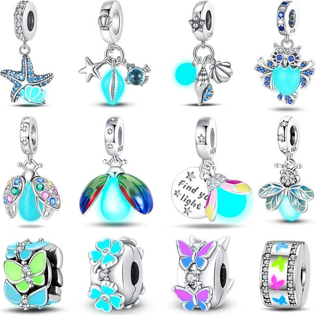 Charms Fit Charm 925 Silber, Firefly Ozean Stern Schmetterling, Unisex - Bild 1