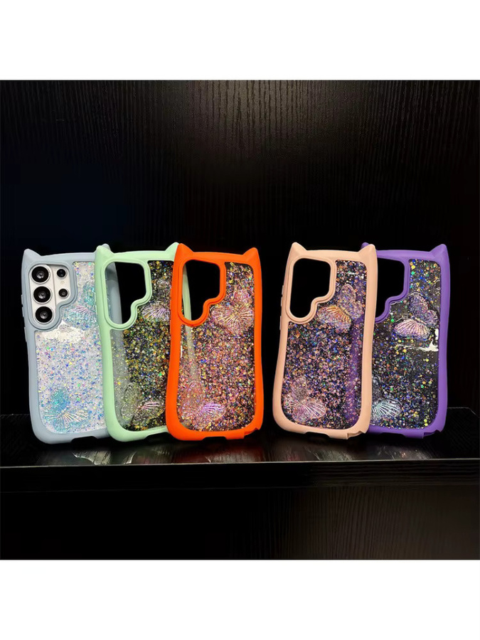 Luxuriöse Samsung Galaxy S26 Ultra Plus Handyhülle mit Schmetterlings-Glitzer-Pailletten und Kleberückseite in einfarbigem Design, stoßfeste Schutzhülle - Bild 3