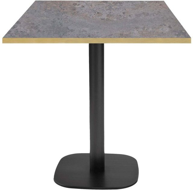 RestooTab Tisch Round quadratisch mit antikfarbener Metallplatte und schwarzem Gestell, B/T/H: 70 x 70 x 75 cm - Bild 1