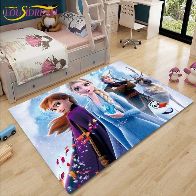 Dekorative Eiskönigin Kinderfußmatte von new Yunheng mit Anna und Elsa Motiv, waschbare Spielmatte aus Polyester für Kinderzimmer, Küche oder Schlafzimmer, B: 120 cm, T: 160 cm - Bild 1