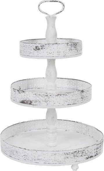 Etagere Eloni von MyFlair in Weiß im Landhausstil aus Metall und Tannenholz - Bild 1