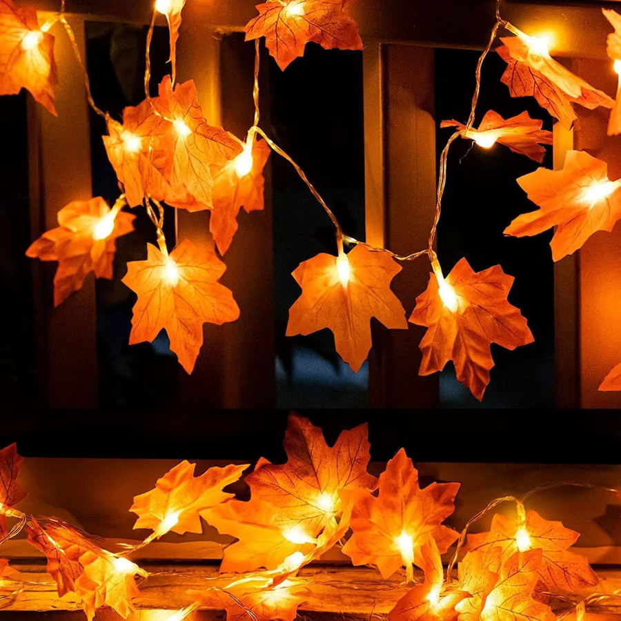 Peach Forest LED Herbst Ahorn Lichterkette in Orange für Halloween und Dekoration im Wohnzimmer oder Schlafzimmer, Batteriebetrieben - Bild 2