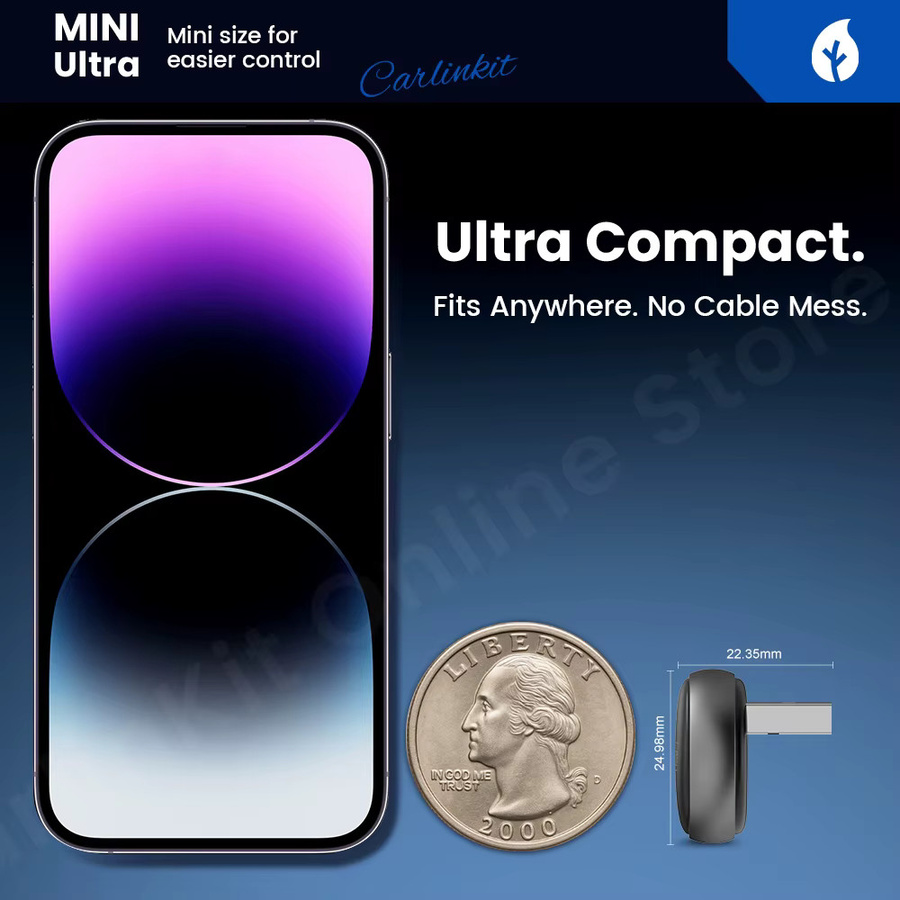 CarlinKit Mini Ultra 3 Wireless CarPlay und Android Auto Adapter in Schwarz mit Bluetooth und Wi-Fi - Bild 5