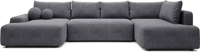 Vente-unique Schlafsofa Daviso in Grau mit L-Form und Polsterung, Breite: 360 cm - Bild 1