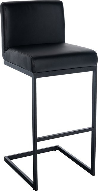 CLP Barhocker Hopewell Freischwinger mit Rückenlehne und Fußstütze, Kunstlederbezug in Schwarz mit Metallgestell - Bild 1