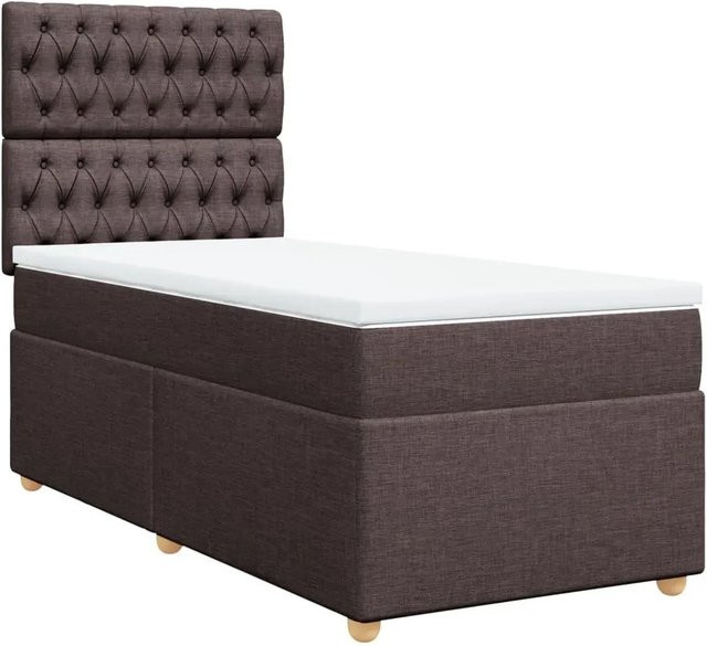 vidaXL Boxspringbett mit Matratze Hybrid-Design in Dunkelbraun, B/T/H: 90 x 200 cm - Bild 1