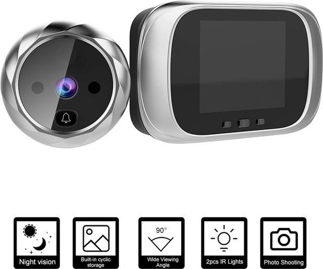 Digitaler Türspion mit 2,8-Zoll-Display und Nachtsicht in Silber zur digitalen Türüberwachung - Bild 1
