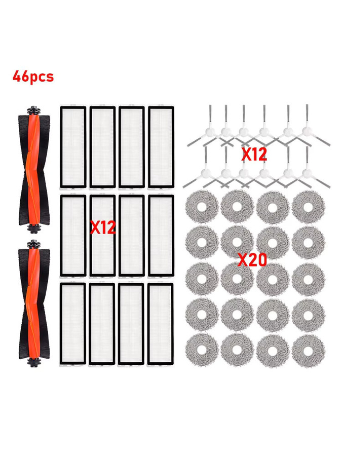WINDNINJA Zubehör-Set für Xiaomi Roboter Vakuum S10 S20 S10 Plus B108CN B108GL B105 B113CN mit HEPA-Filter Mopptuch und Seitenbürsten in Multicolor - Bild 2