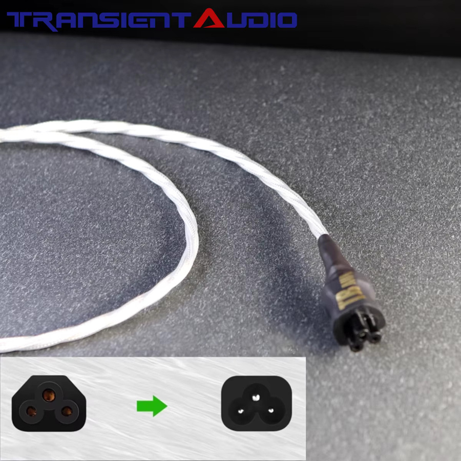 TRANSIENTHI-FI AUDIO HIFI versilbertes IEC C5 Cloverleaf-Stromkabel in Silber für audiophile Qualität - Bild 4