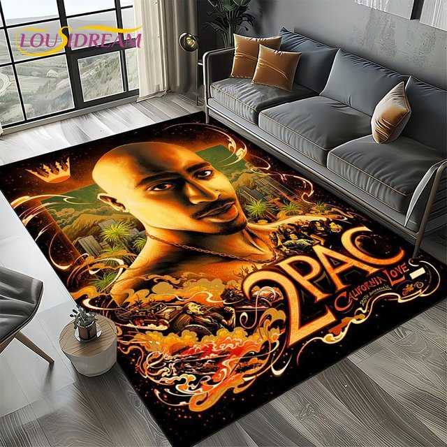HGHT Hip-Hop Rap Teppich mit Eminem und Tupac Design, rutschfest und waschbar, B/T: 60 x 40 cm, mehrfarbig - Bild 1