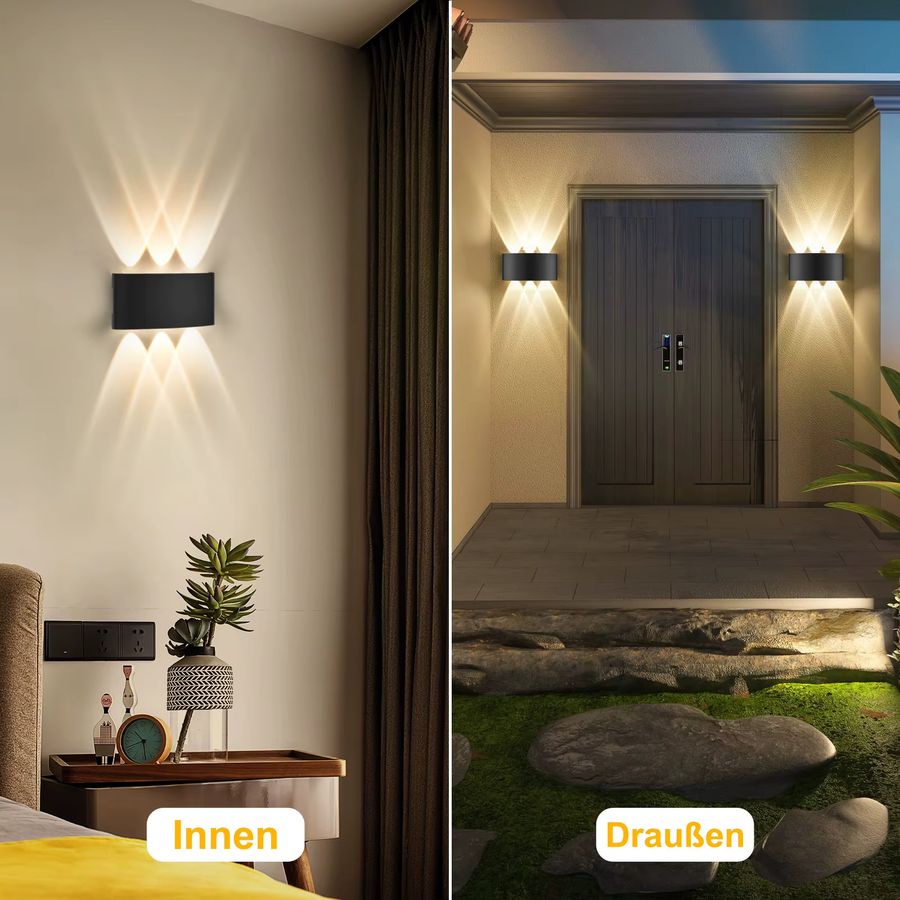 Oraymin LED-Wandleuchte Schwarz, 6 W, IP65, warmweiß, Außen- und Innenwandleuchte aus Aluminium - Bild 4