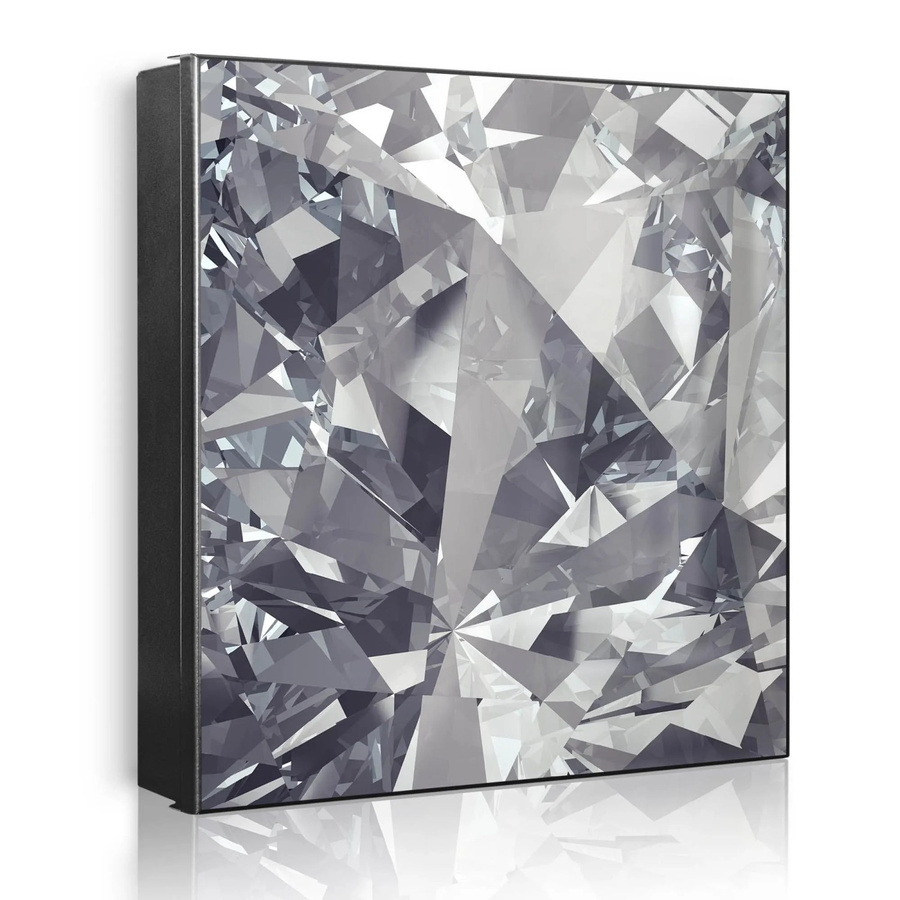 Banjado Schlüsselkasten aus Metall in Schwarz mit 50 Haken, beschreibbare und magnetische Front, Motiv Facetten Monochrome, B/H: 30 x 30 cm - Bild 2