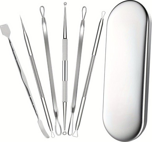 YJYIBEI Mitesser-Entferner Set aus Edelstahl, 6-teilig, Unisex - Bild 1