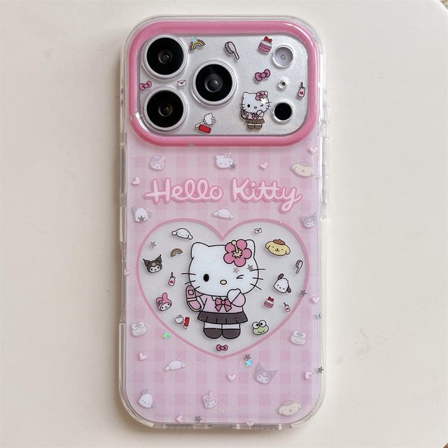 Sanrio Herz KT Katze Schutzhülle für iPhone 14 13 12 11 Pro Max in Pink - Bild 1