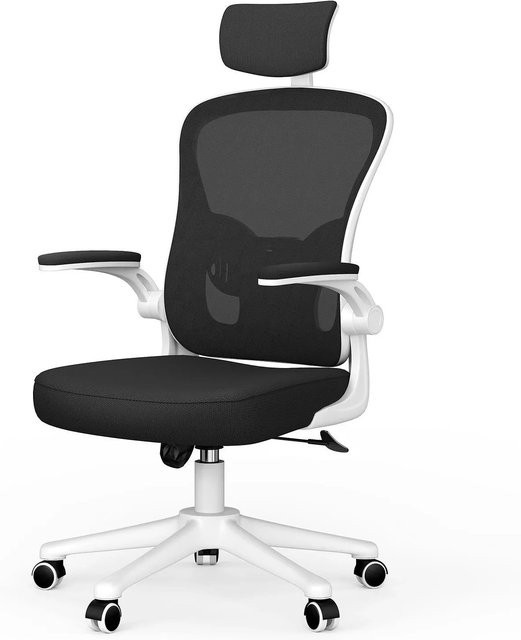 Rattantree Ergonomischer Bürostuhl in Weiß mit Kopfstütze, Armlehnen und Mesh-Rückenlehne sowie Höhenverstellung - Bild 1