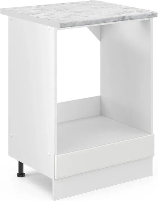 Vicco R-Line Herdumbauschrank in Weiß im Landhausstil mit Marmor-Optik, Breite: 60 cm, Höhe: 81,6 cm, Tiefe: 60 cm - Bild 1