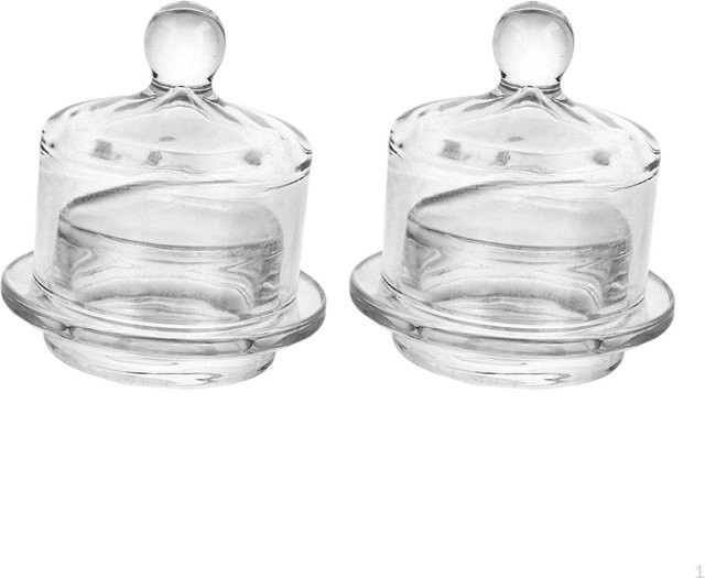 SunshineTek 2er Set Glas Butterdosen mit Deckel und Tablett in Weiß und Transparent - Bild 1