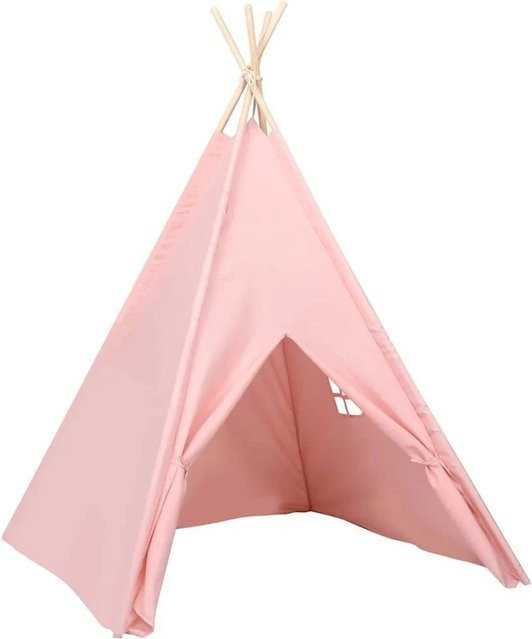 vidaXL Kinder Tipi-Zelt mit Tasche, Pfirsichhaut Rosa, 120x120x150 cm - Bild 1