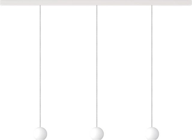 KOMOT KOS Trio S LED-Pendelleuchte Schiene 200 cm in Weiß matt mit Edelstahl und mundgeblasenem Opalglas, Tunable White 2200K - 4200K, dimmbar und höhenverstellbar - Bild 1