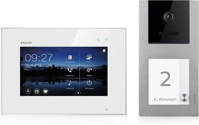 Balter EVO Video-Türsprechanlage Aufputz für Einfamilienhäuser mit 7 Zoll Monitor in Silber-Weiß - Bild 1