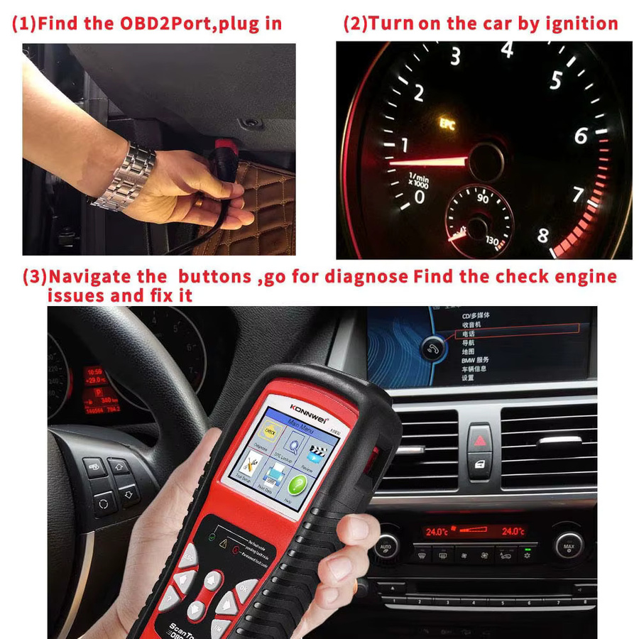 KONNWEI KW830 OBD2 Diagnosegerät zum Lesen und Löschen von Fahrzeugfehlercodes - Bild 4