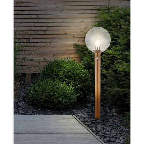 GLOBO LIGHTING Außenleuchte Ossy mit Bewegungsmelder in brauner Holzoptik aus Aluminiumdruckguss, H: 25 cm, B: 100 cm, T: 25 cm - Bild 4