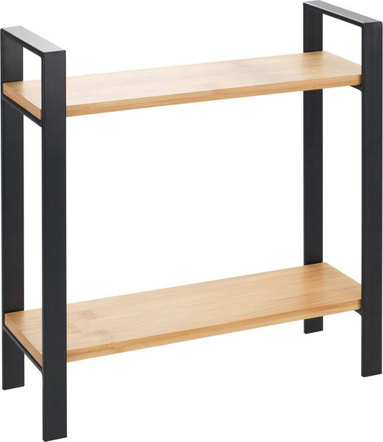 WENKO Küchenregal Lou aus Metall und Bambus in Schwarz und Braun, B/T/H: 33,0 x 11,0 x 32,0 cm - Bild 1