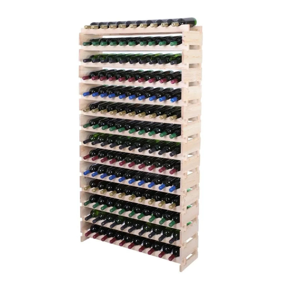 PROREGAL Weinregal VINOTECA FLEX aus massivem Kiefernholz, Natur unbehandelt, braun, H x B x T: 191 x 103 x 28 cm, Platz für 140 Flaschen auf 14 Ebenen - Bild 2