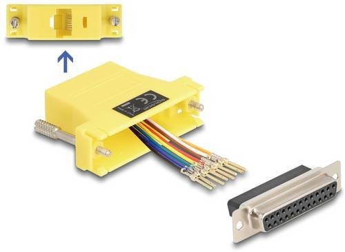 Delock 67119 VGA zu RJ45 Adapter in Gelb mit 1x D-SUB-Stecker 25pol. und 1x RJ45-Buchse für Ethernet/LAN - Bild 1