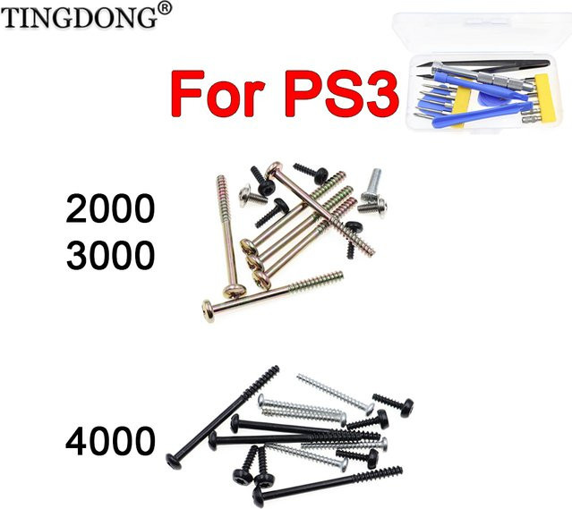 TingDong Reparatur-Schraubenset für PlayStation PS3 Slim 2000 3000 4000 Konsole in Schwarz - Bild 1