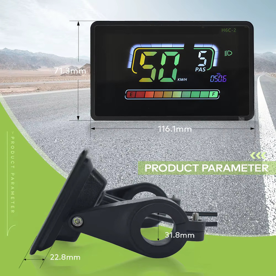 Haytrix H6C-2 Elektrisches Fahrrad Display für Uart2, Wasserdichter E-Bike Tacho, Schwarz - Bild 4