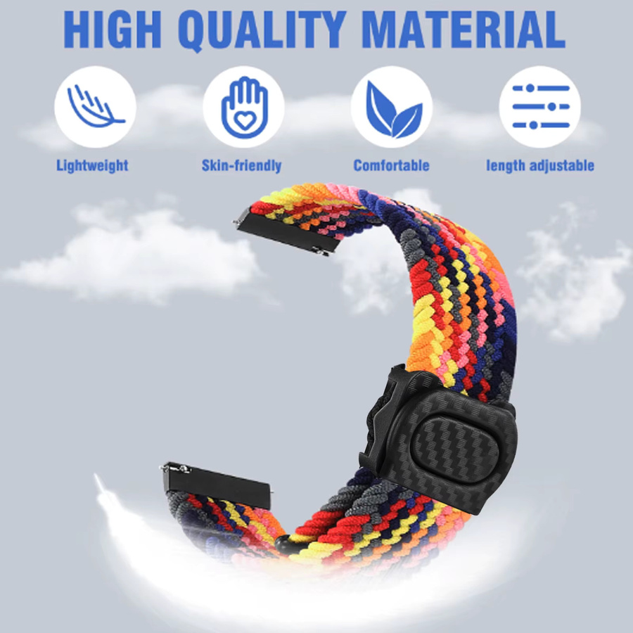 DAINU Elastisches Nylonband für Amazfit Helio, verstellbares Armband mit Kunststoffschnalle in Schwarz und Multicolour - Bild 3