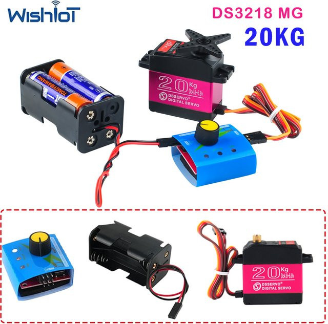 wishiot DS3218 MG Digital Servo mit Tester und Batteriebox, Hochdrehmoment-Motoren mit Metallgetriebe, Set / Bundle - Bild 1