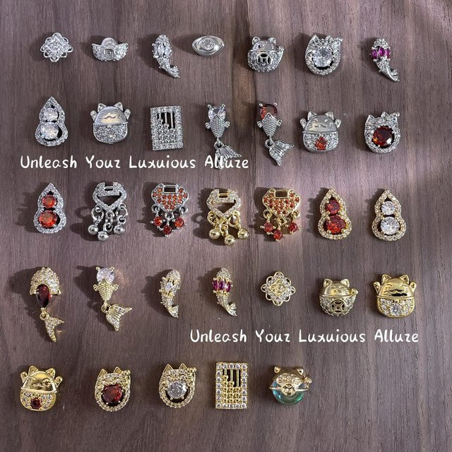 kaniu Nail Art Charms, 4 Stück, Silber Zirkon, Glänzend - Bild 1
